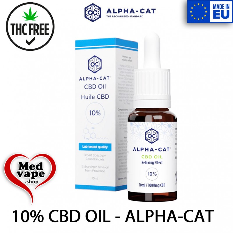 10% CBD BROAD SPECTRUM OIL 1000mg 10ml - ALPHA-CAT MEDVAPE