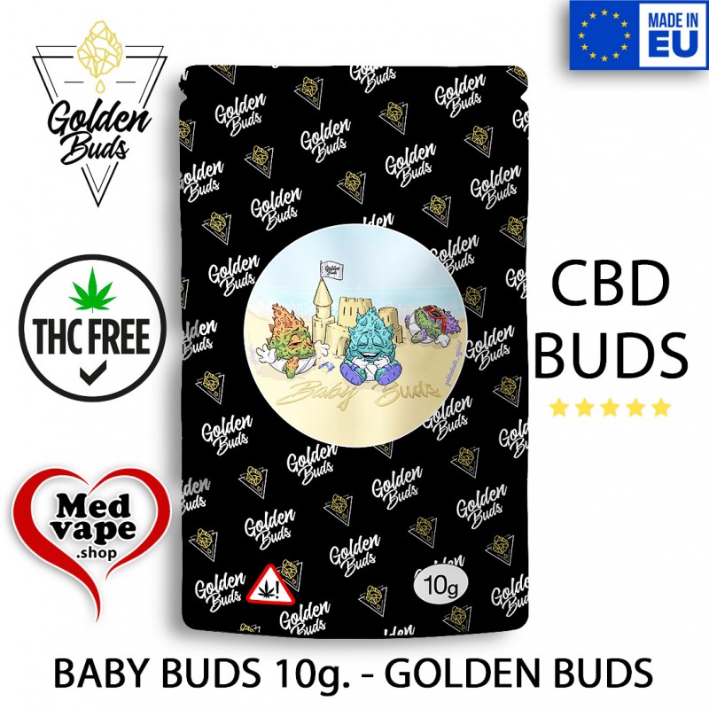 CBD FLOWER BABY BUDS 10 GRAMS. - GOLDEN BUDS WEED MEDVAPE