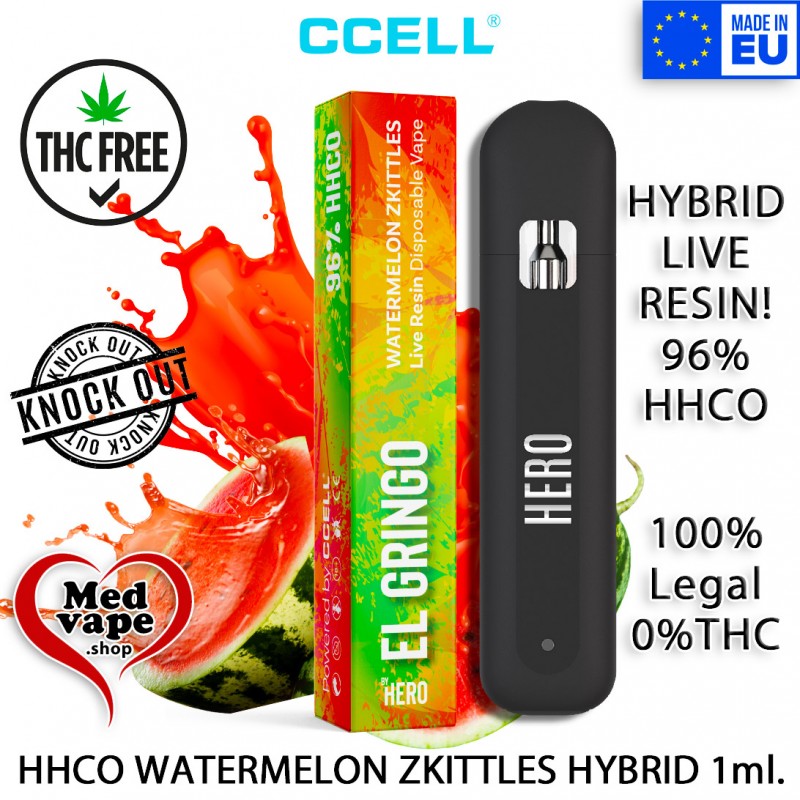 HHCO VAPE 96% WATERMELON ZKITTLES HYBRID LIVE RESIN - EL GRINGO WEED MEDVAPE