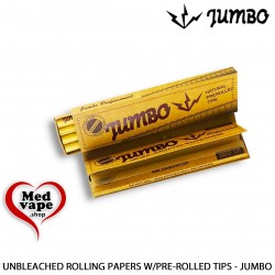UNBLEACHED ROLLING PAPERS W/PRE-ROLLED TIPS - JUMBO WEED LEGAL THC MARIJUANA MEDVAPE