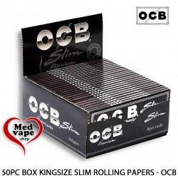 50PC DISPLAY BOX KINGSIZE SLIM ROLLING PAPERS - OCB WEED THC LEGAL MARIJUANA